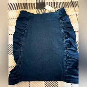 AKIRA Dark Blue Pencil Skirt with Ruffle Sides